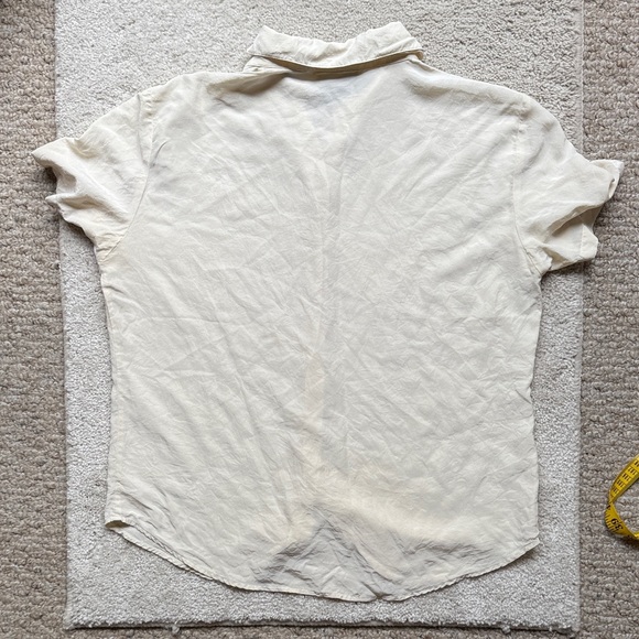 DKNY 100% Silk Ivory Button-Up Blouse *small flaw* - Picture 4 of 16